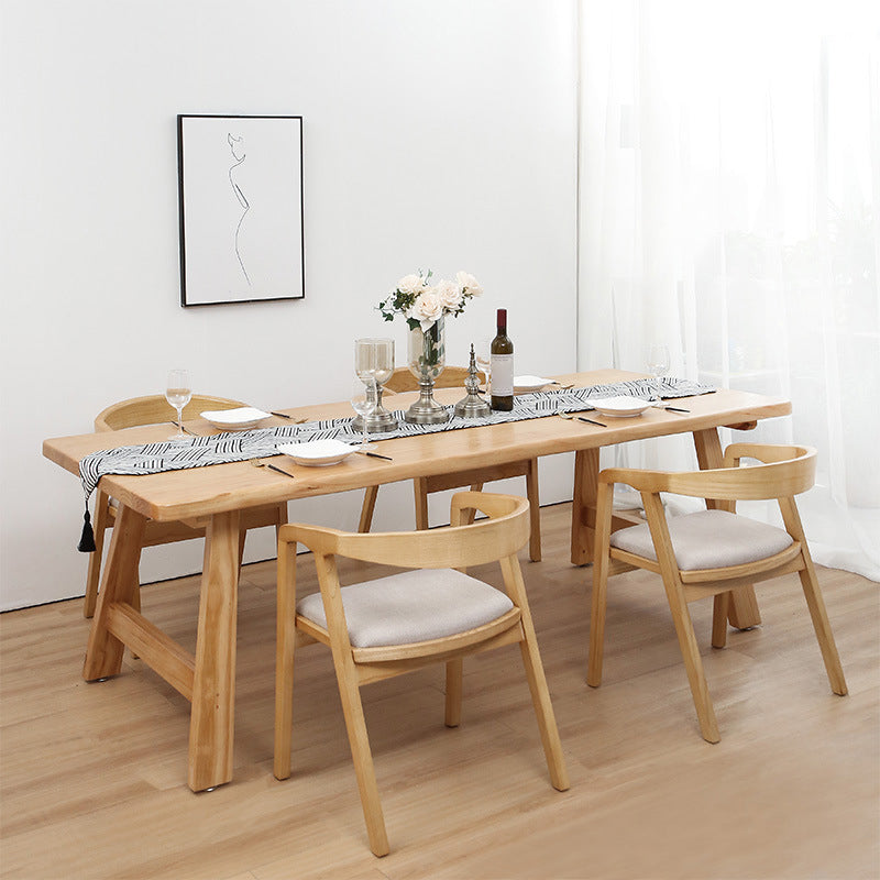 Pine Wood Dining Table Contemporary Rectangle Table with Sled Base