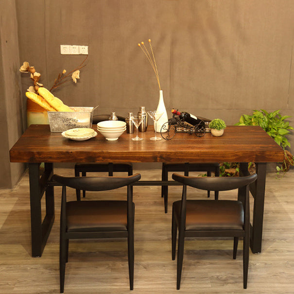 Wood Top Dining Table Industrial Rectangle Table with Sled Base