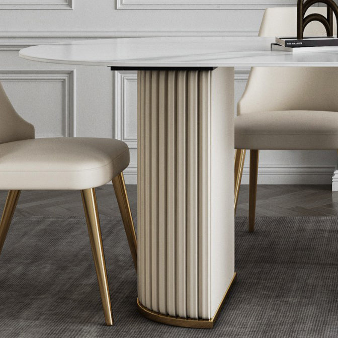 Traditional Luxury Dining Table Stone Dining Table with Double Pedestal