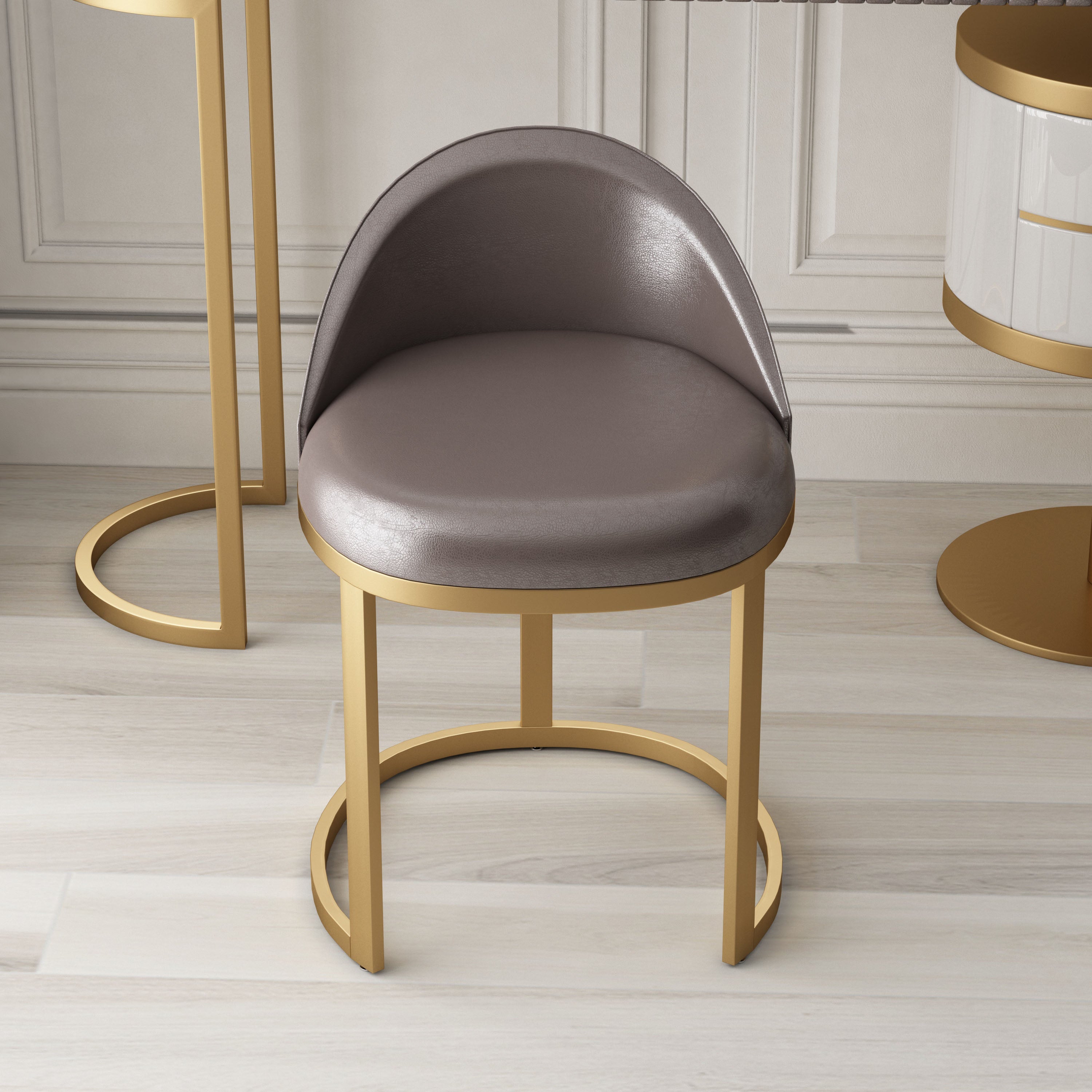 Glam Metal Dining Room Chair Upholstered Armless Dining Chairs for Home Use