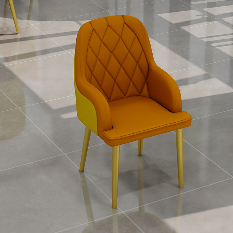 Scandinavian Design Leather Dining Chairs Solid Back Arm Side Chair for Kitchen