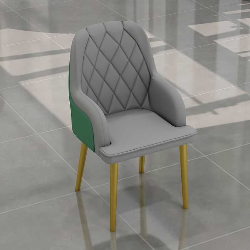 Scandinavian Design Leather Dining Chairs Solid Back Arm Side Chair for Kitchen