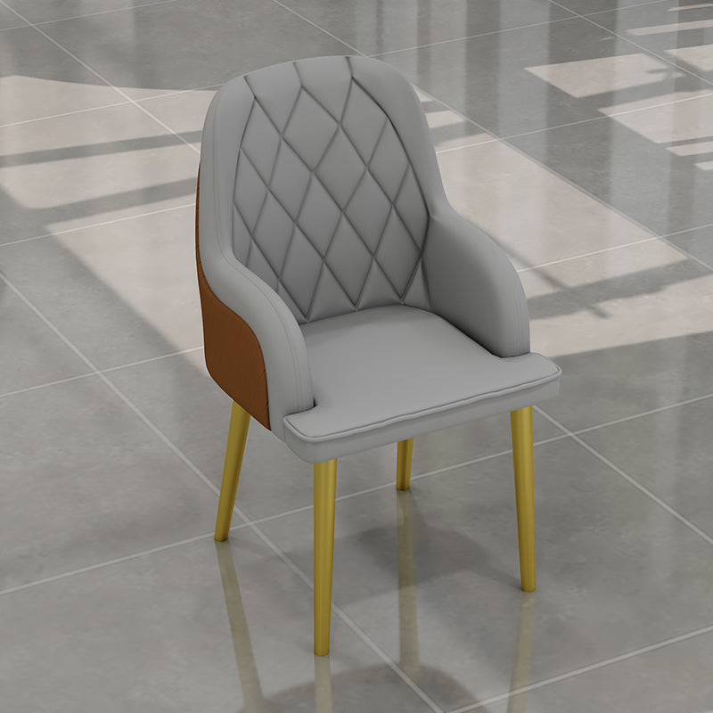 Scandinavian Design Leather Dining Chairs Solid Back Arm Side Chair for Kitchen