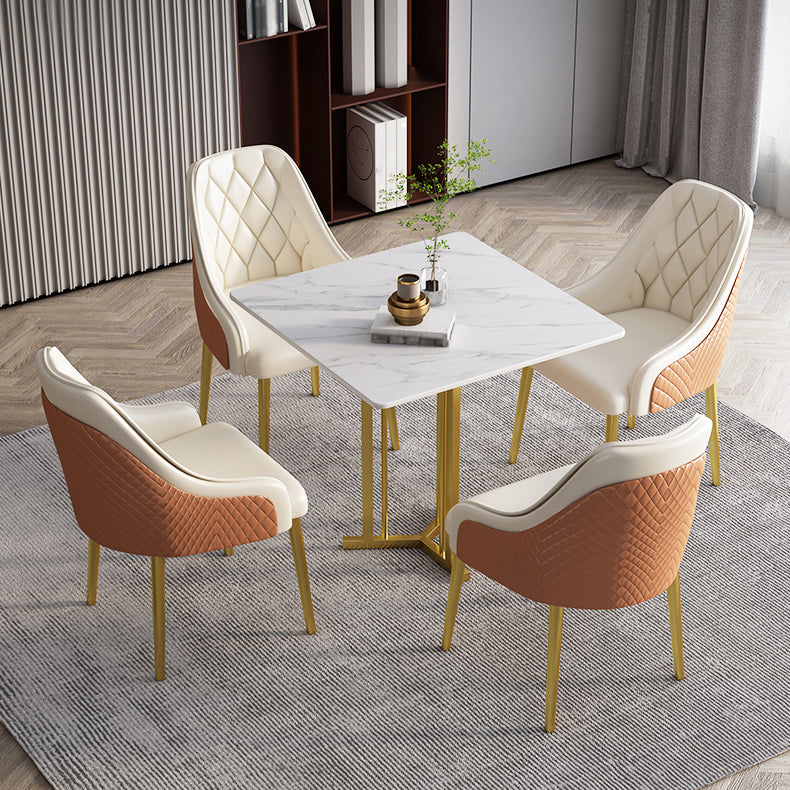 Scandinavian Design Leather Dining Chairs Solid Back Arm Side Chair for Kitchen