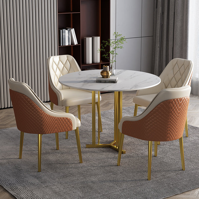 Scandinavian Design Leather Dining Chairs Solid Back Arm Side Chair for Kitchen