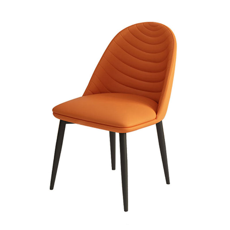 Contemporary Dining and Accent Chairs Matte Finish Leather Curved Parsons Chair