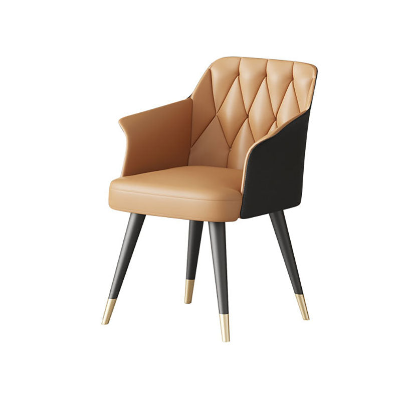 Glam Metal Dining Arm Chair Upholstered Side Chair for Home Use