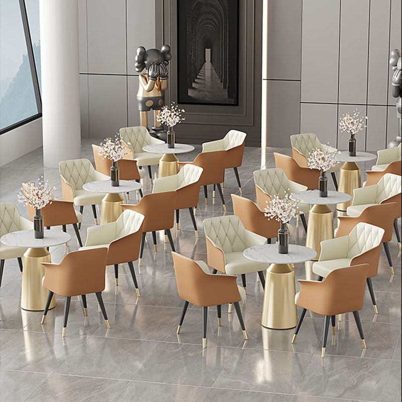 Glam Metal Dining Arm Chair Upholstered Side Chair for Home Use