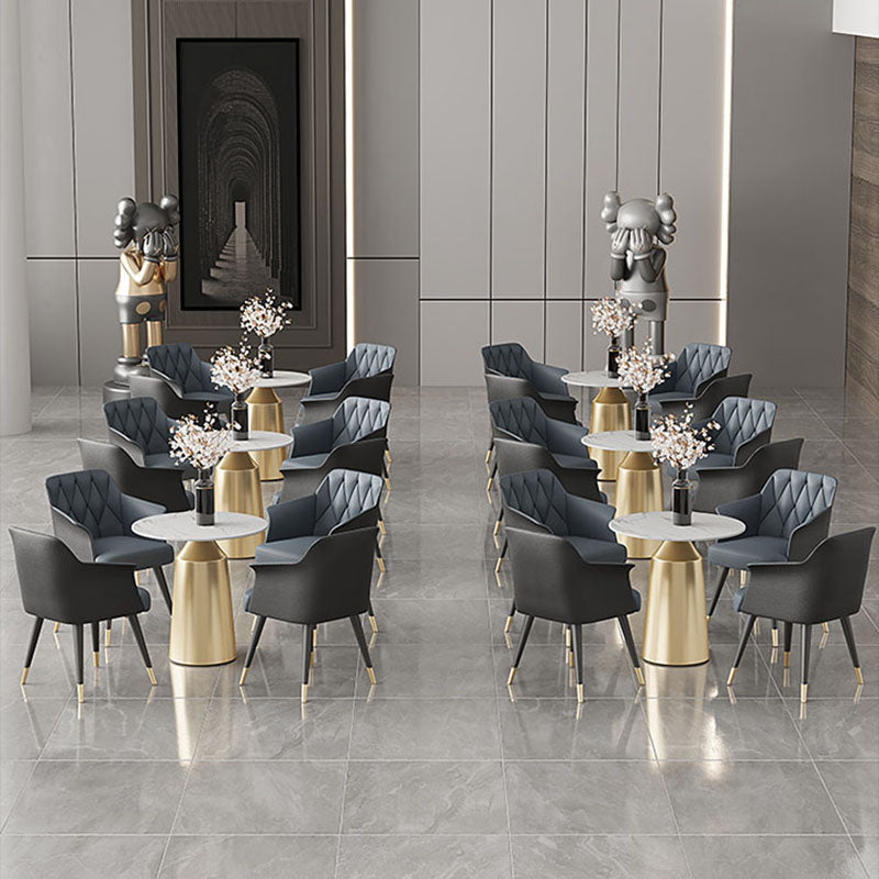 Glam Metal Dining Arm Chair Upholstered Side Chair for Home Use