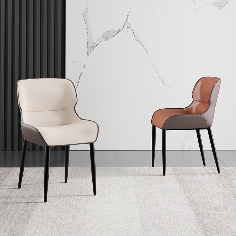 Arm Wingback Parsons Chair Industrial Style Faux Leather Dining Chairs