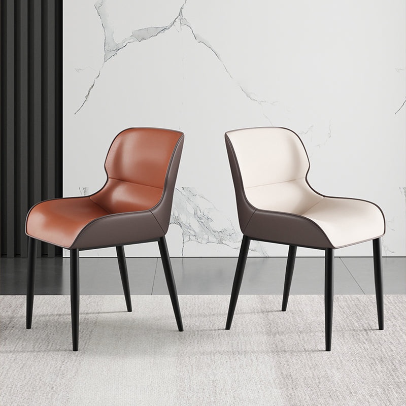 Arm Wingback Parsons Chair Industrial Style Faux Leather Dining Chairs