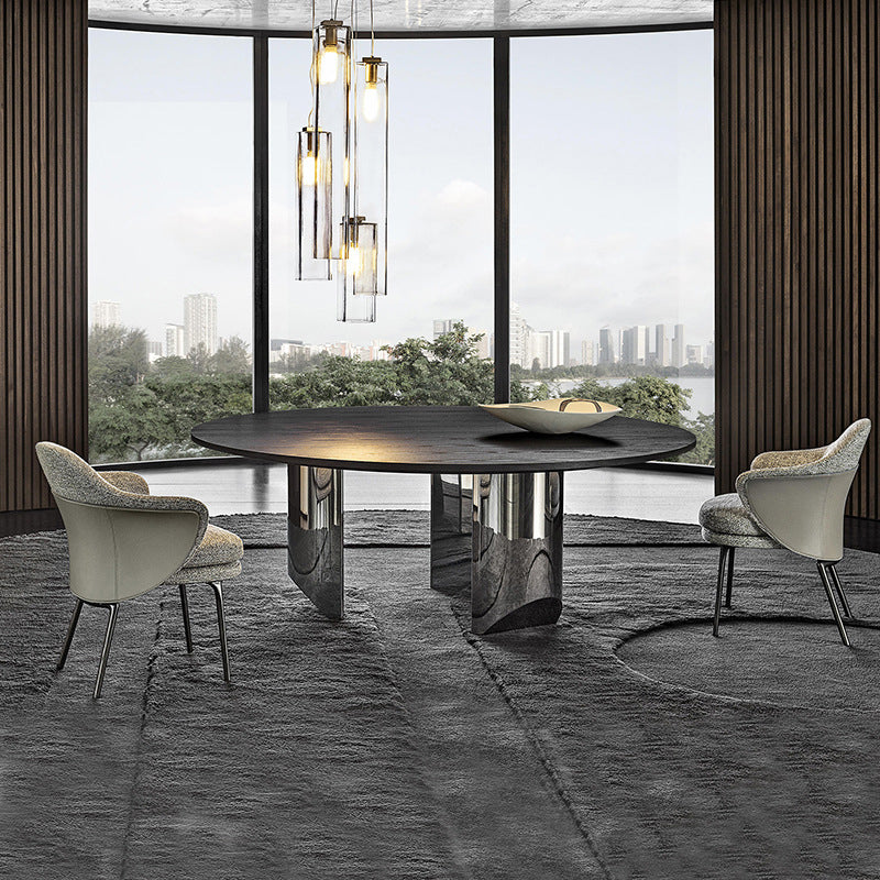 Contemporary Fabric Home Arm Chair Solid Back Matte Finish Dining Chair