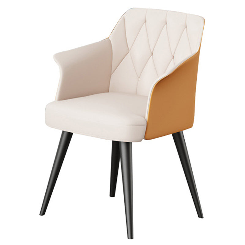 Glam Metal Dining Room Chairs Faux Leather Dining Arm Chair for Home Use