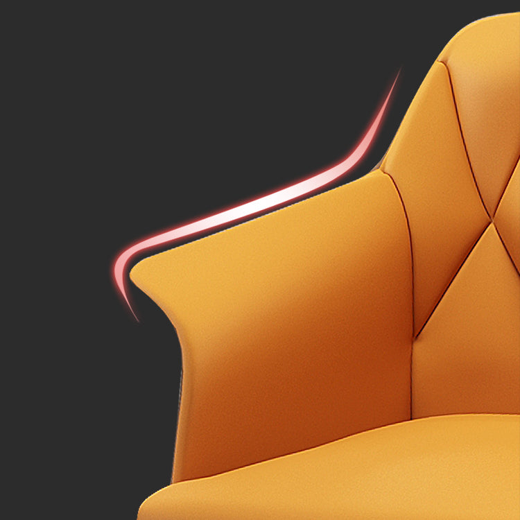 Glam Metal Dining Room Chairs Faux Leather Dining Arm Chair for Home Use