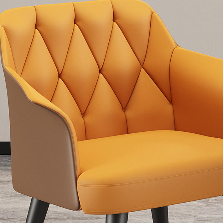 Glam Metal Dining Room Chairs Faux Leather Dining Arm Chair for Home Use