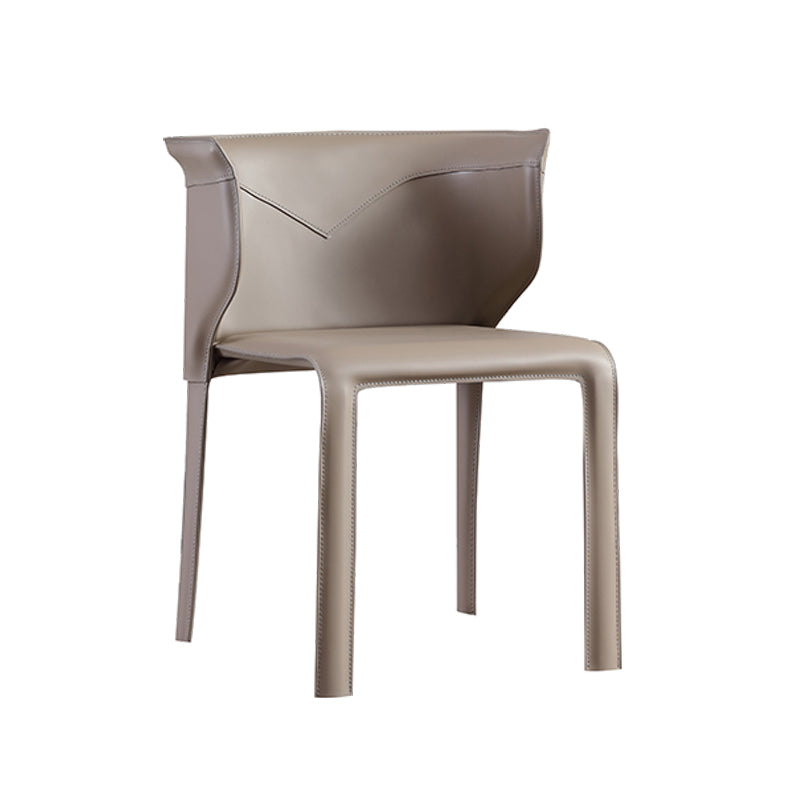Contemporary Leather Dining Chair Armless Wingback Side Chair for Home Use