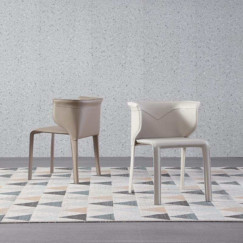 Contemporary Leather Dining Chair Armless Wingback Side Chair for Home Use