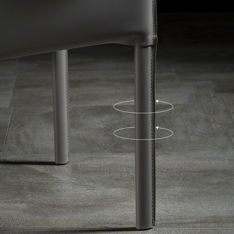 Designer Style Solid Back Chair Home Arm Matte Finish Leather Dining Chair