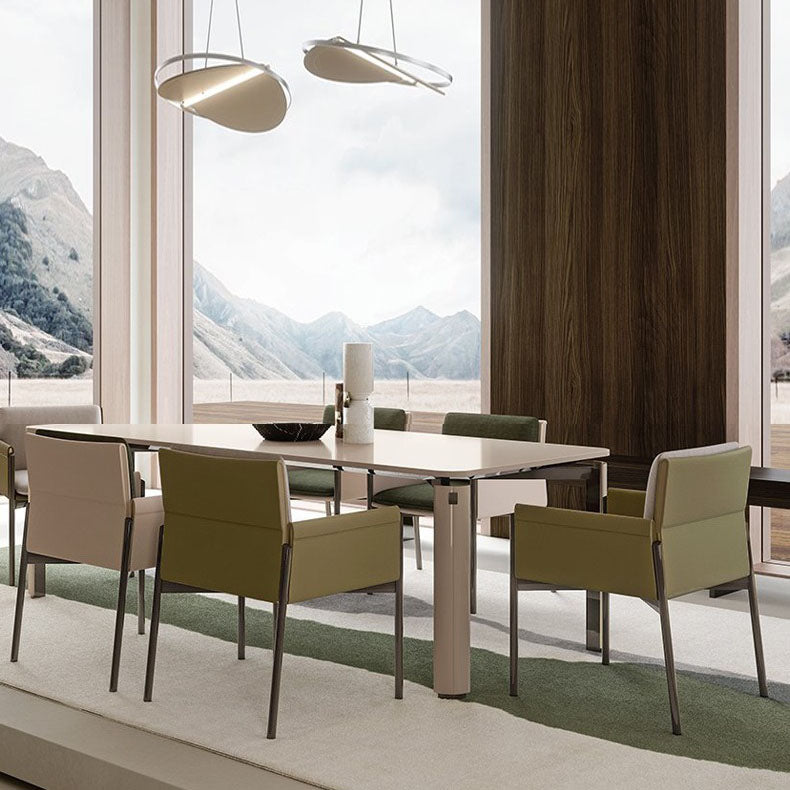 Upholstered Matte Finish Dining Chair Designer Style Conference Room Solid Back Arm Chair