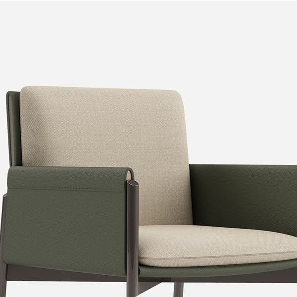 Upholstered Matte Finish Dining Chair Designer Style Conference Room Solid Back Arm Chair