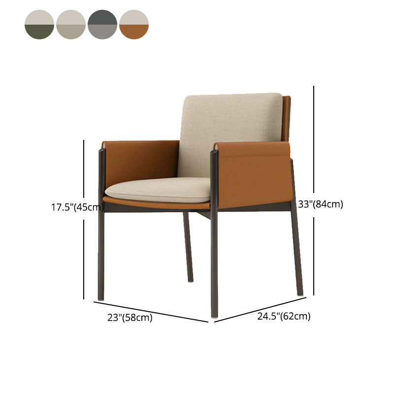 Upholstered Matte Finish Dining Chair Designer Style Conference Room Solid Back Arm Chair