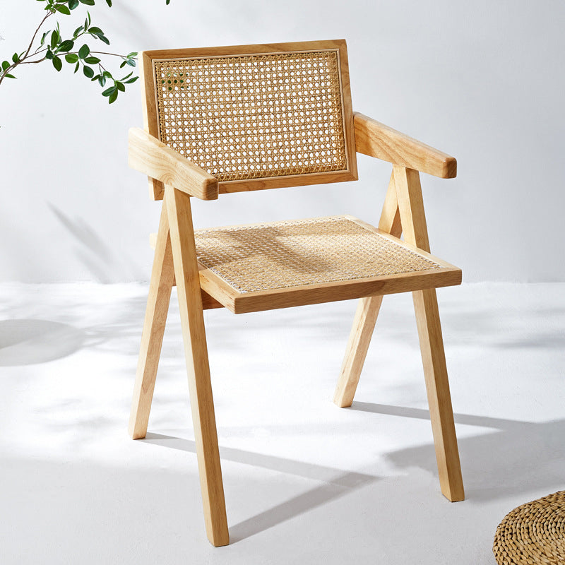 Contemporary Style Chairs Dining Arm Chair with Wooden Legs for Kitchen