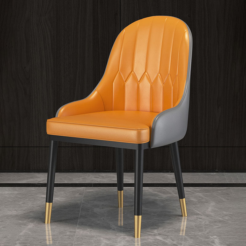 Leather Dining Chairs Scandinavian Arm Solid Back Dining Side Chair