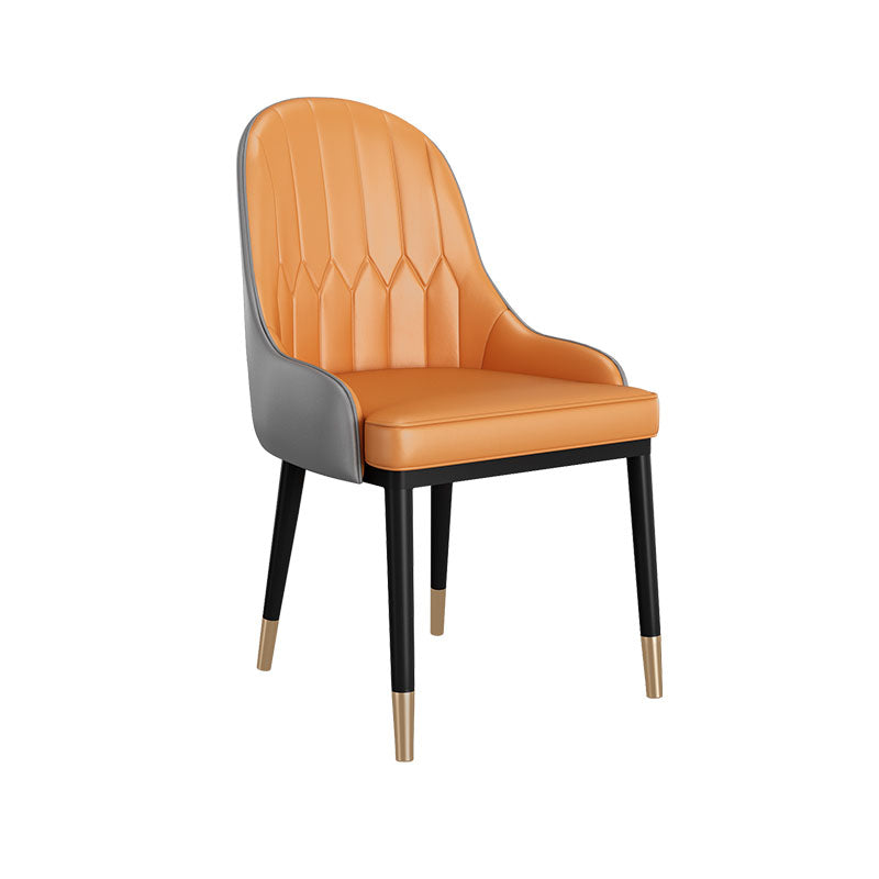 Leather Dining Chairs Scandinavian Arm Solid Back Dining Side Chair