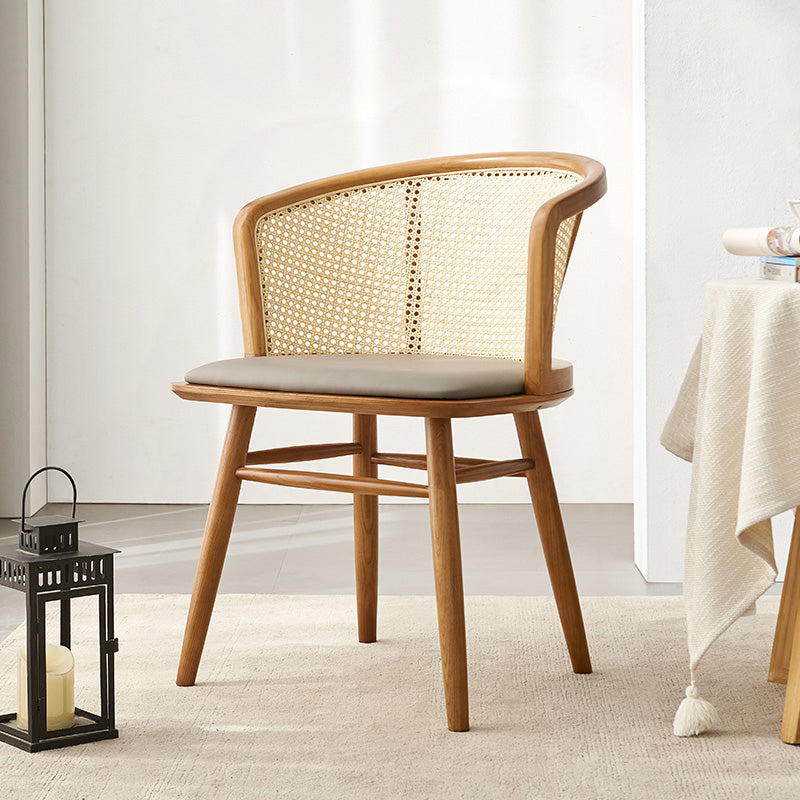 Traditional Style Dining Chair Solid Wood Cane Back Dining Armchair