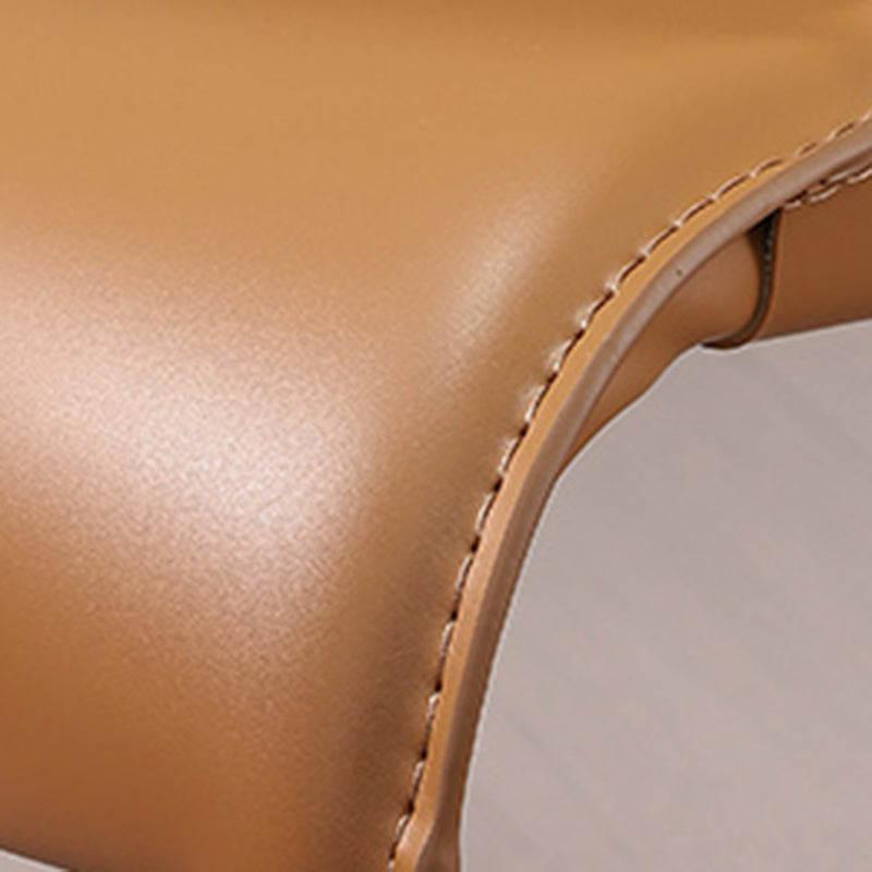 Matte Finish Dining Arm Chair with Leather Legs Metal Modern Dining Side Chair