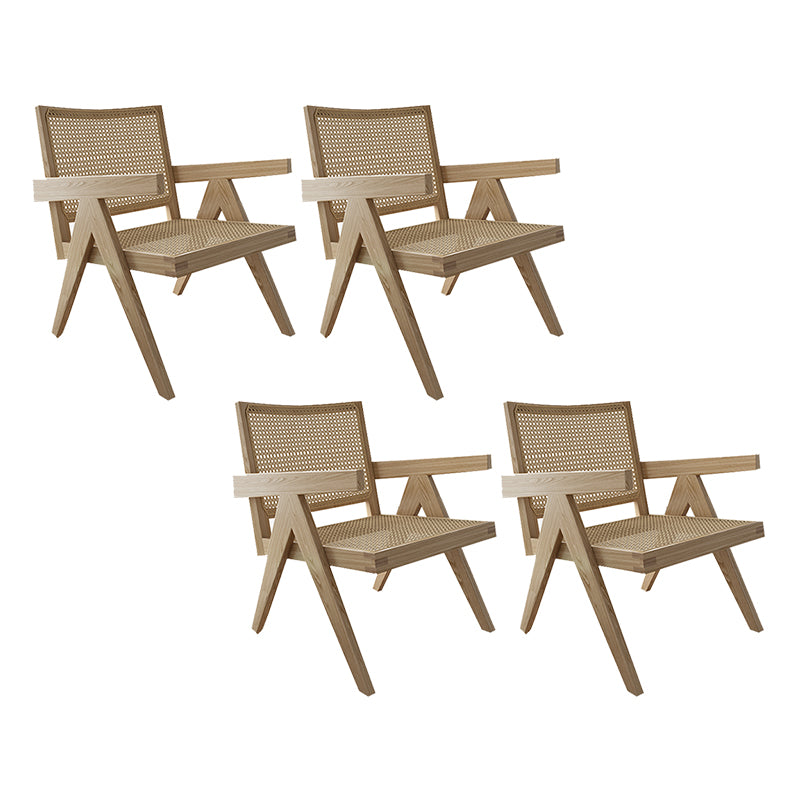 Traditional Style Dining Chair Solid Wood Cane Back Arm Chair for Home