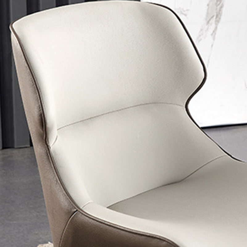 Black Metal Legs Dining Chairs Faux Leather Low Back Side Chair