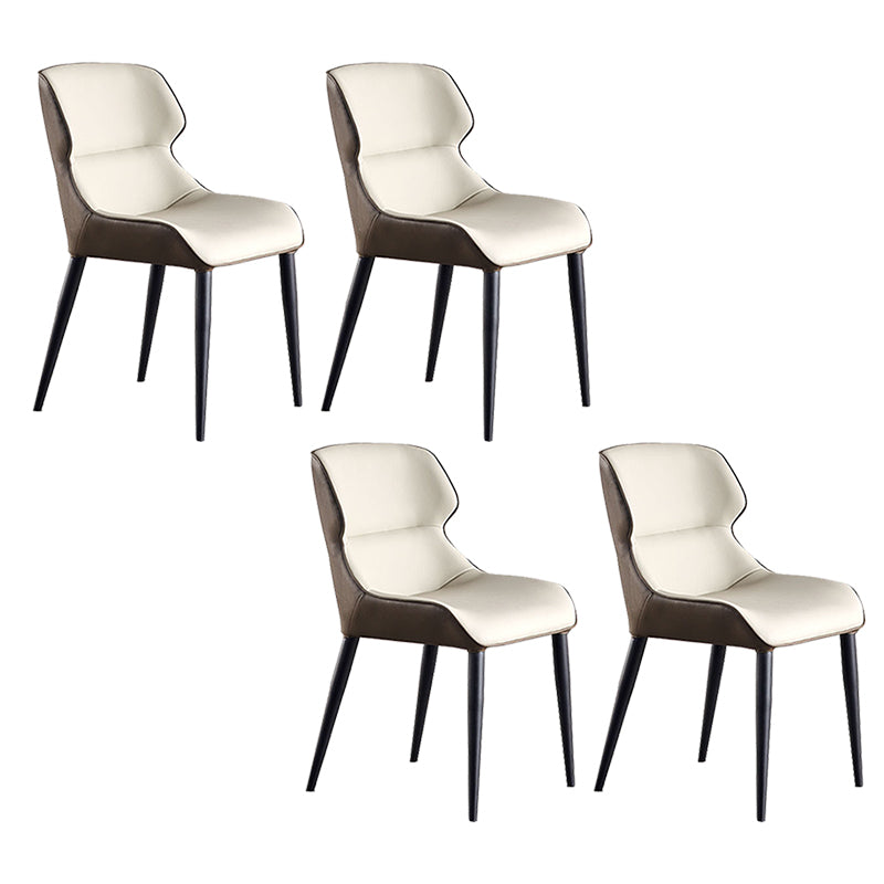 Black Metal Legs Dining Chairs Faux Leather Low Back Side Chair