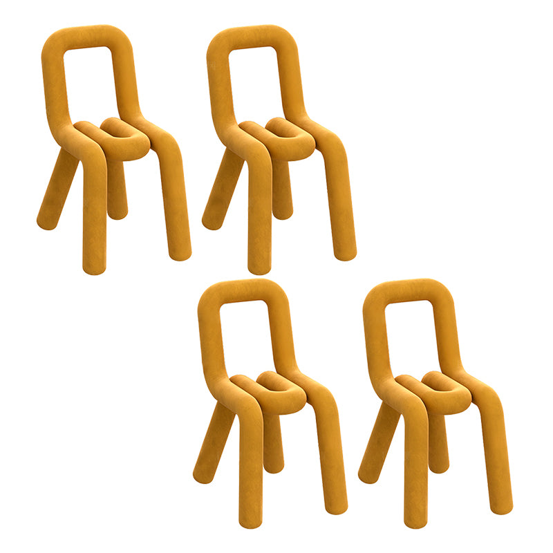 Contemporary Dining Chair Velvet Open Back Side Chair for Home