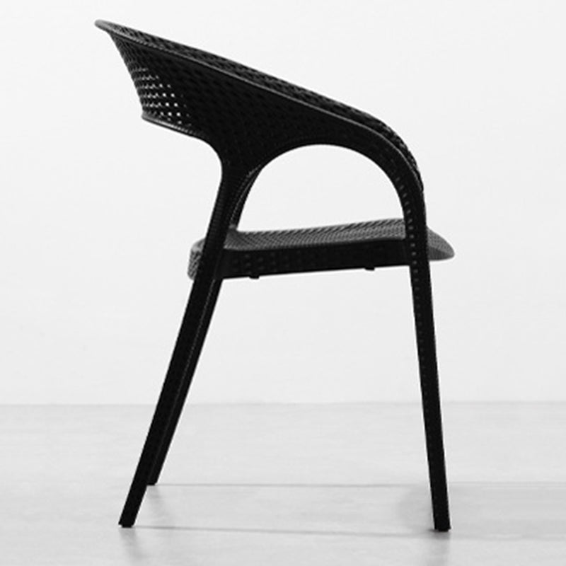 Contemporary Open Back Dining Chair Plastic Stackable Dining Arm Chair