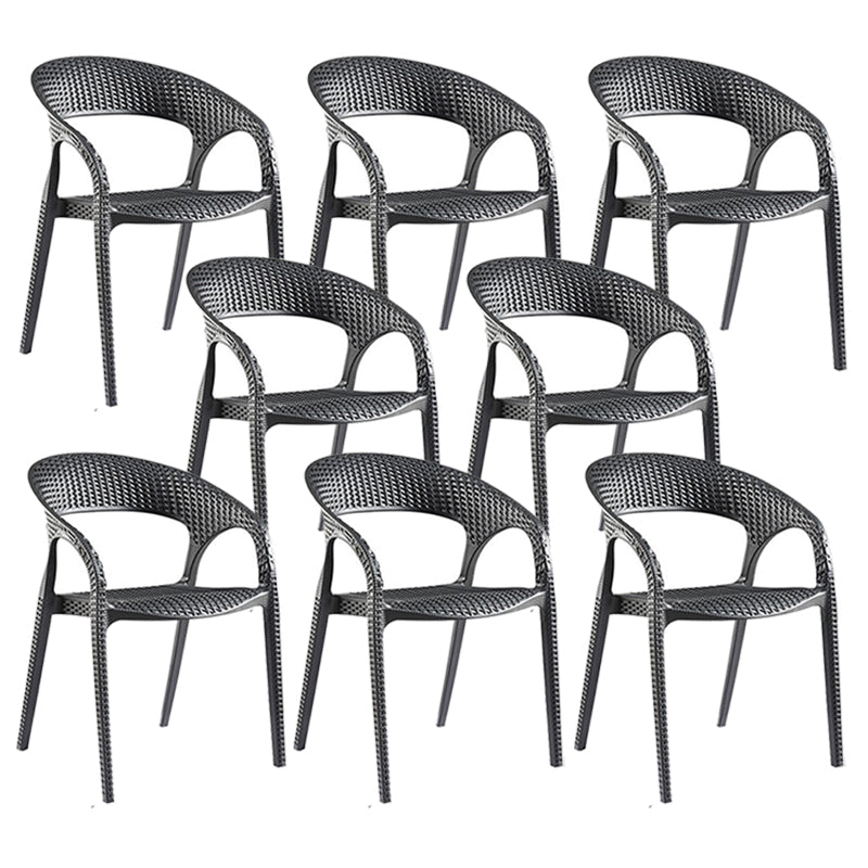 Contemporary Open Back Dining Chair Plastic Stackable Dining Arm Chair