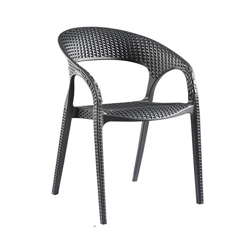 Contemporary Open Back Dining Chair Plastic Stackable Dining Arm Chair