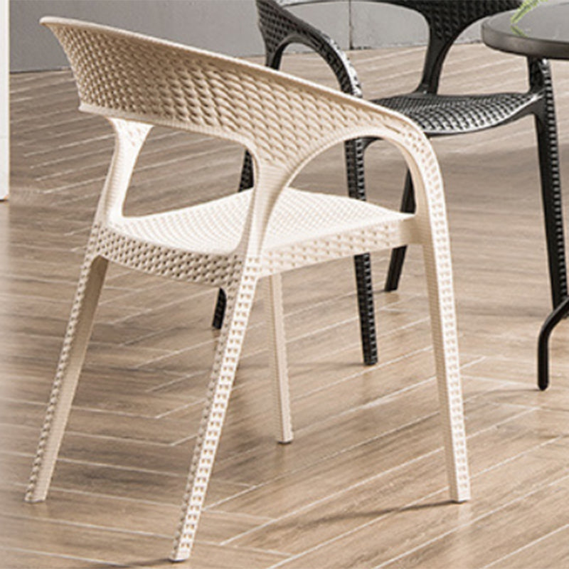 Contemporary Open Back Dining Chair Plastic Stackable Dining Arm Chair