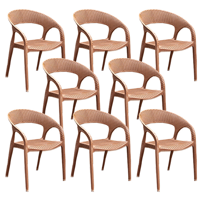 Contemporary Open Back Dining Chair Plastic Stackable Dining Arm Chair