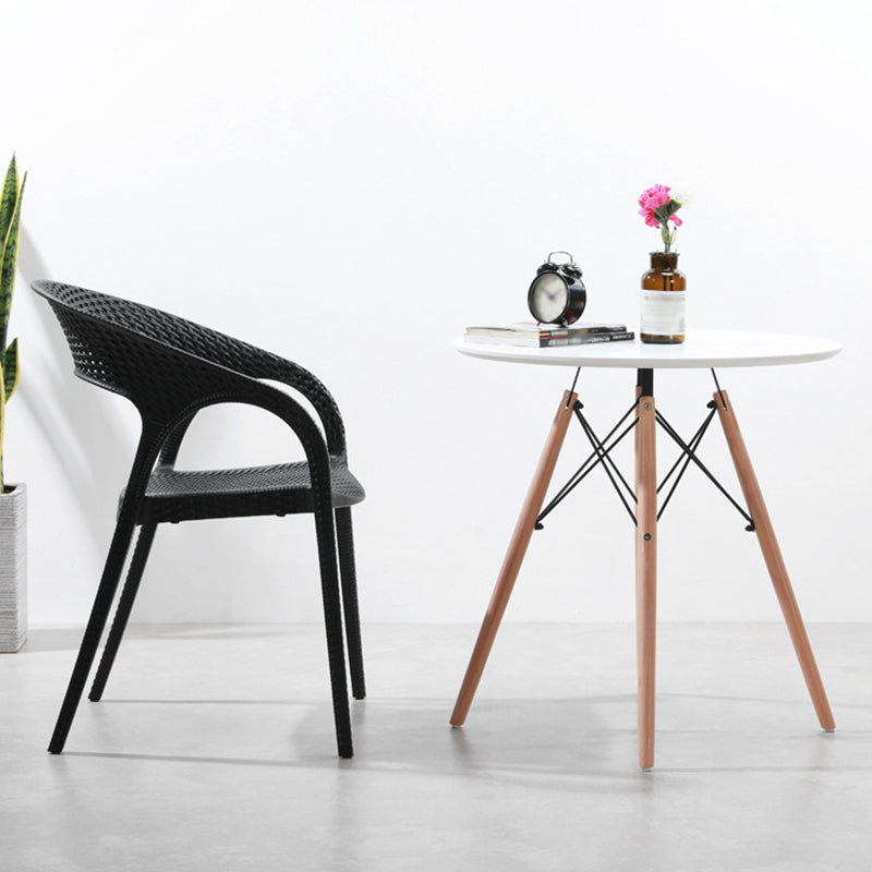 Contemporary Open Back Dining Chair Plastic Stackable Dining Arm Chair