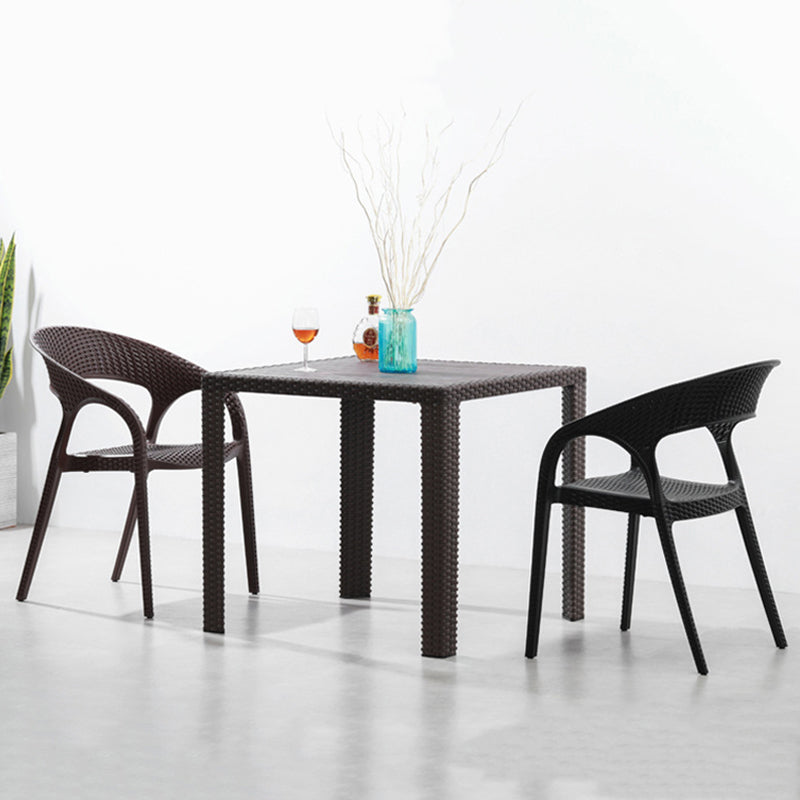 Contemporary Open Back Dining Chair Plastic Stackable Dining Arm Chair