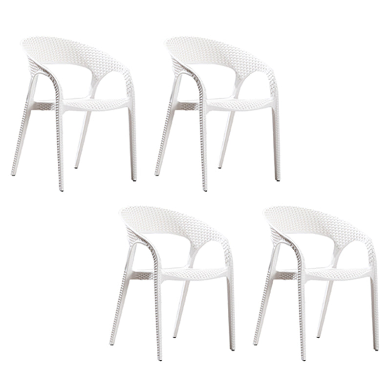 Contemporary Open Back Dining Chair Plastic Stackable Dining Arm Chair