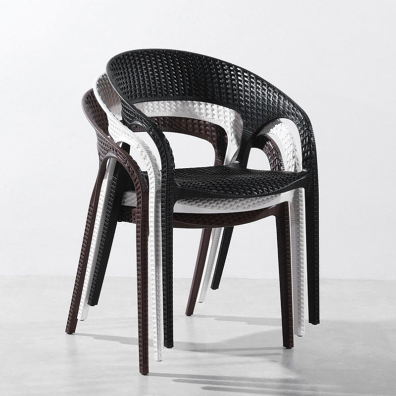 Contemporary Open Back Dining Chair Plastic Stackable Dining Arm Chair