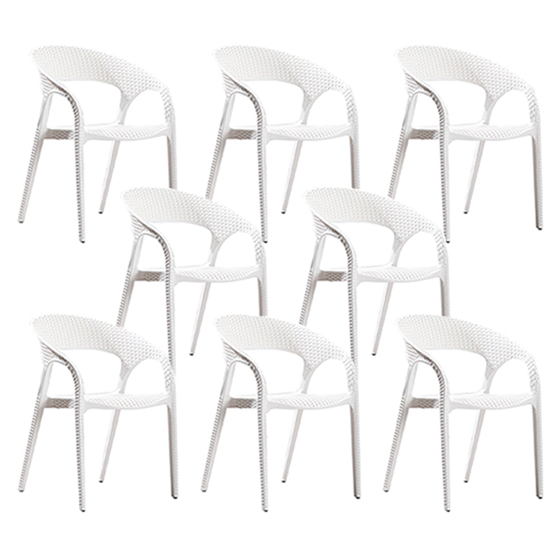 Contemporary Open Back Dining Chair Plastic Stackable Dining Arm Chair