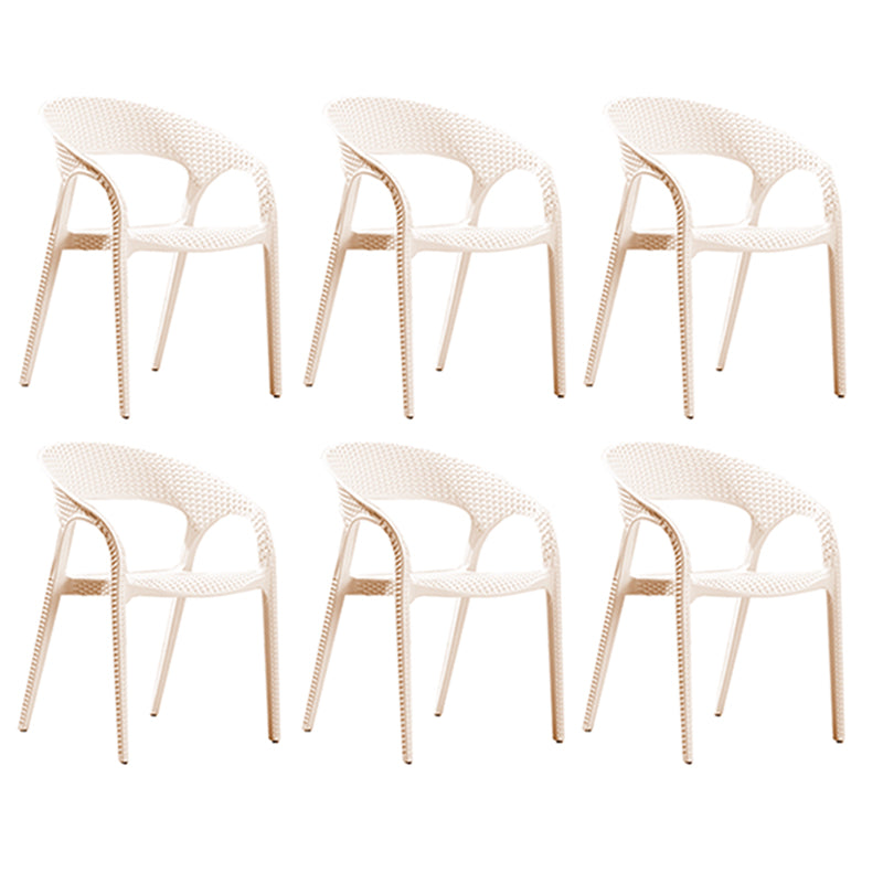Contemporary Open Back Dining Chair Plastic Stackable Dining Arm Chair