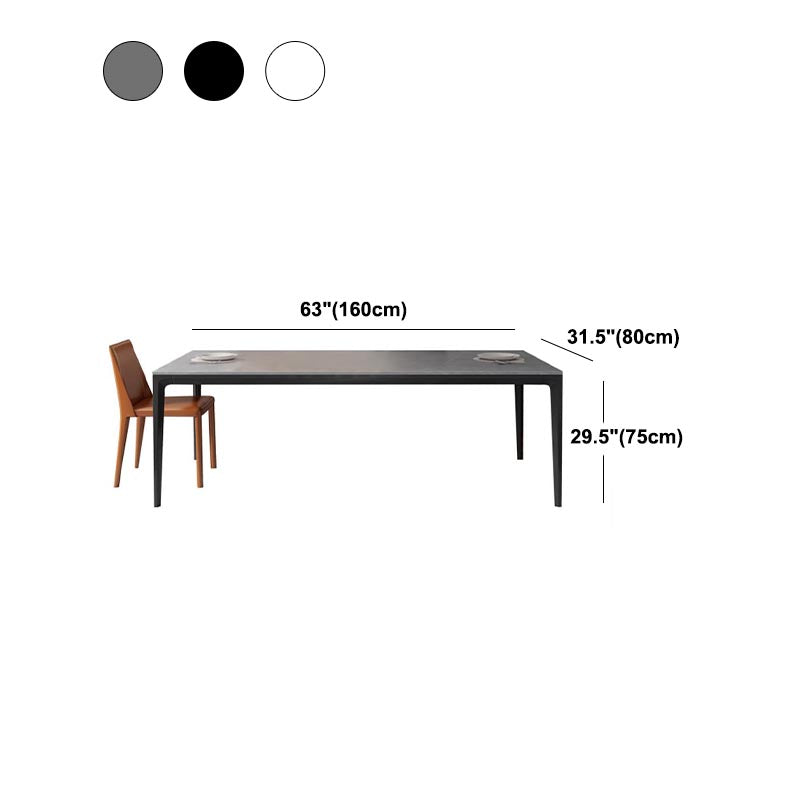 Rectangular Stone Dining Table Modern 4 Legs Furniture in Matte Finish for Home