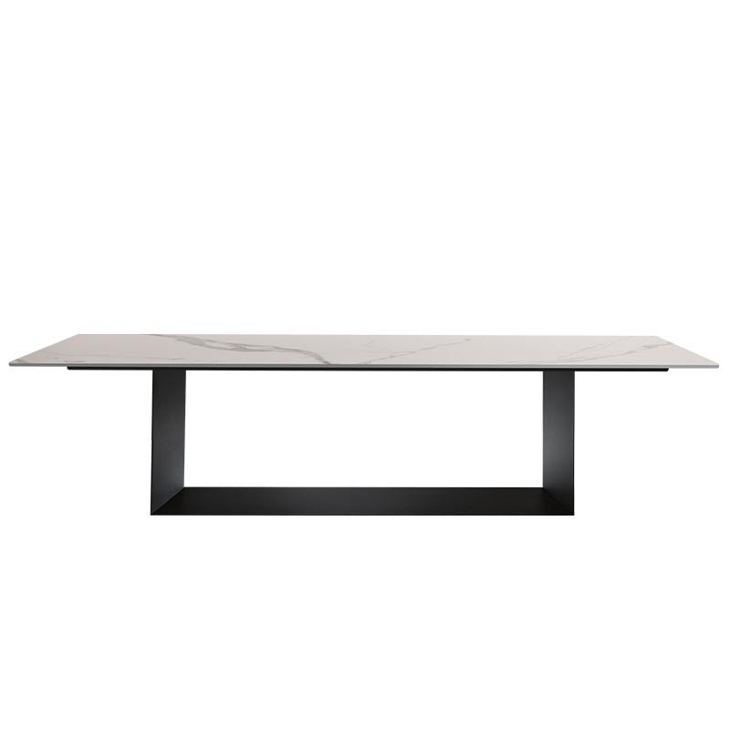 Rectangular Sintered Stone Dining Table Modern Furniture with Steel Base for Home