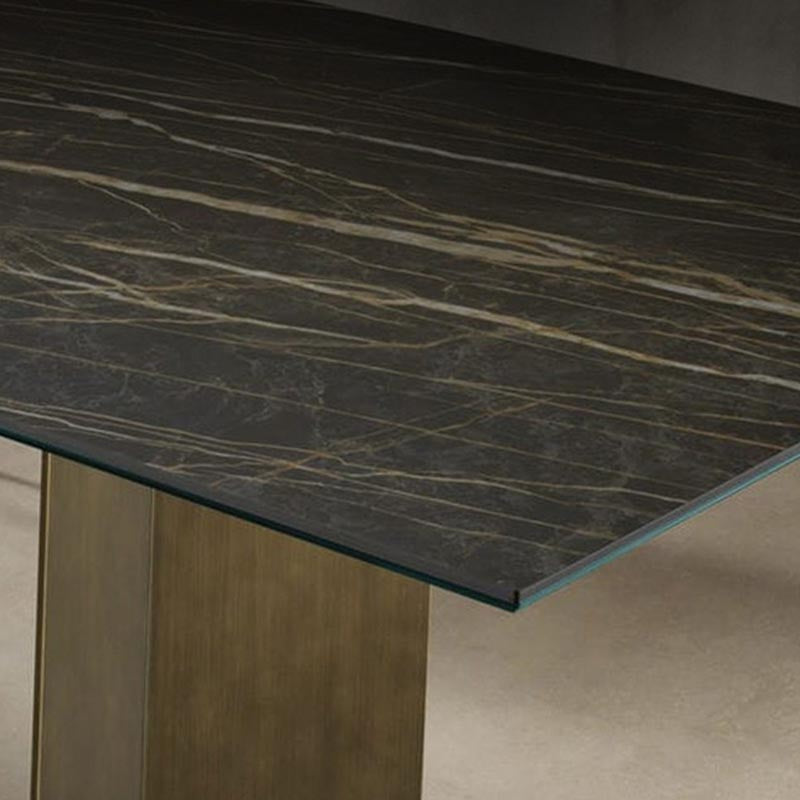 Rectangular Sintered Stone Dining Table Modern Furniture with Steel Base for Home