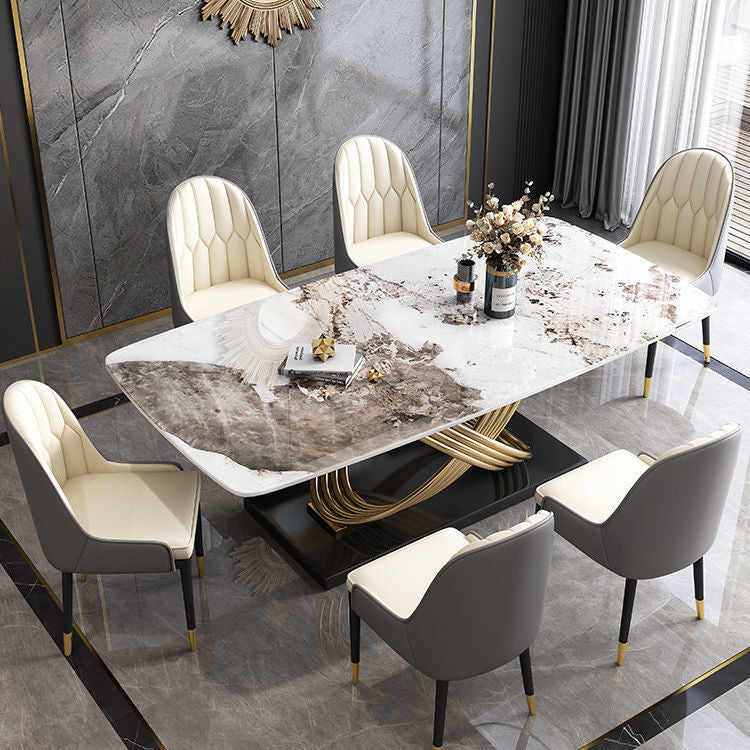 Stone Top Dining Table Contemporary Dining Table with Pedestal Base