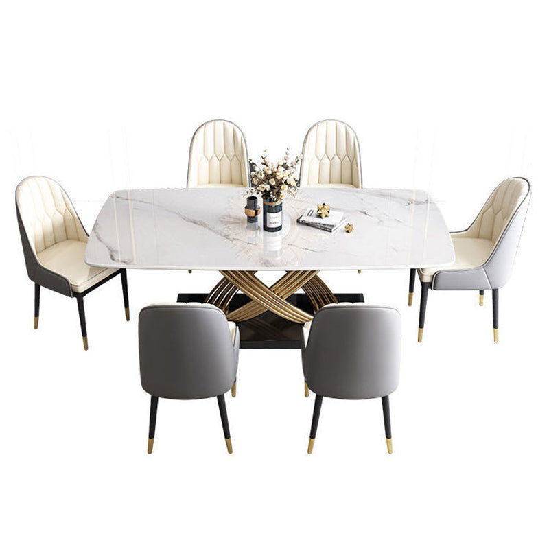Stone Top Dining Table Contemporary Dining Table with Pedestal Base